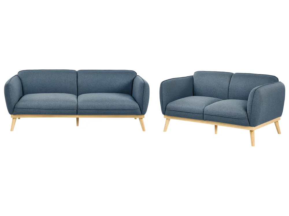 Living Room Set 5 Seater LJUNG Fabric Blue