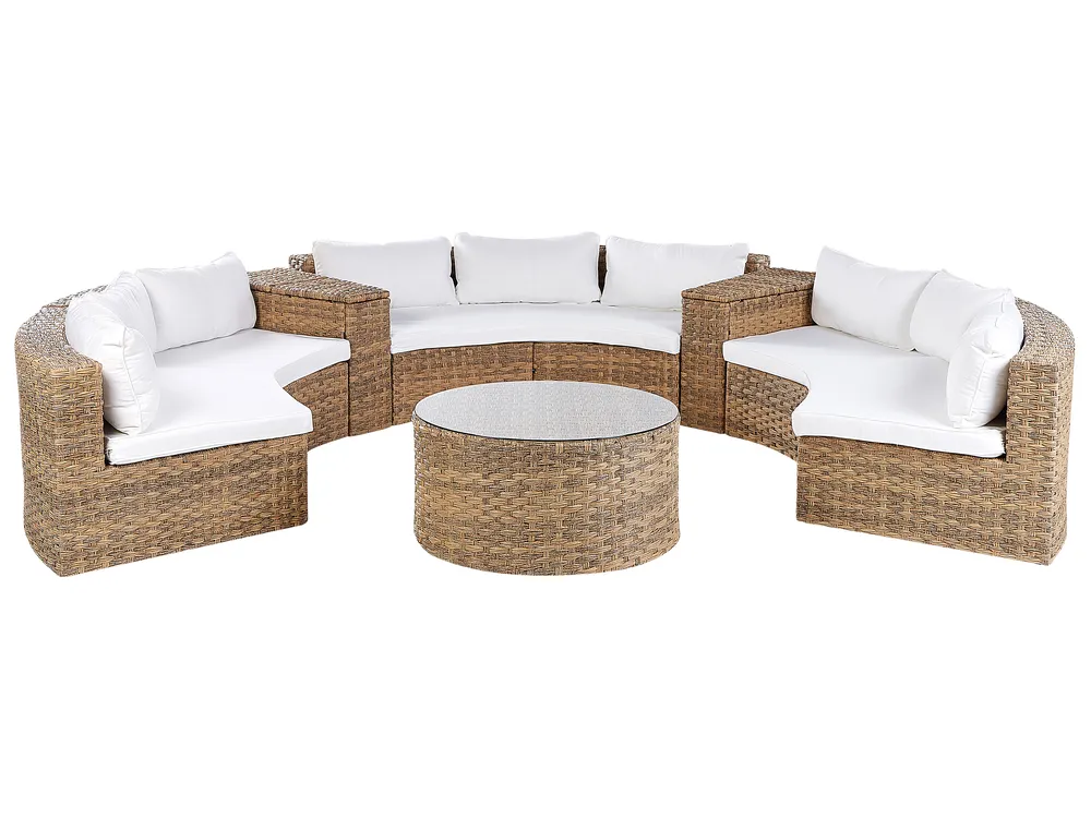 Garden Lounge Set with Table 9 Seater SEVERO PE Rattan Golden Brown