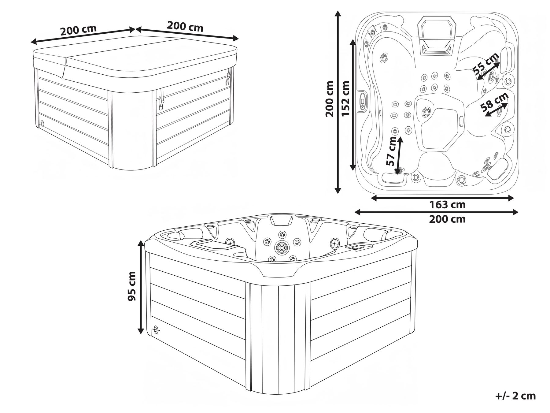 Outdoor Hot Tub with LED AMARILLA Grey_1082922