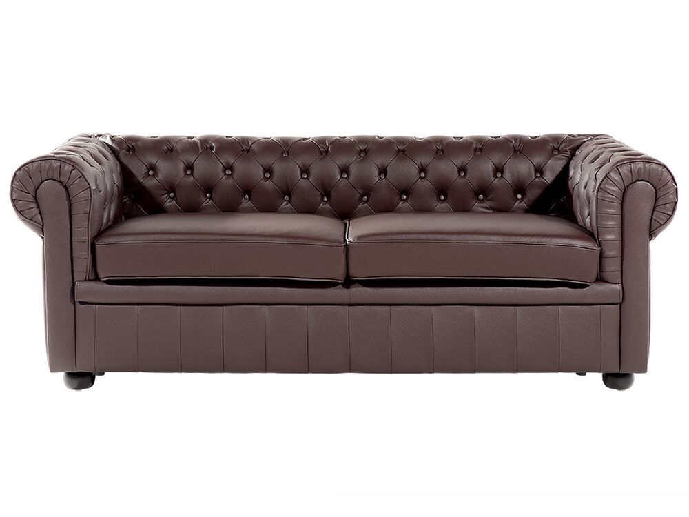 Soffa 3-sits CHESTERFIELD Läder Brun