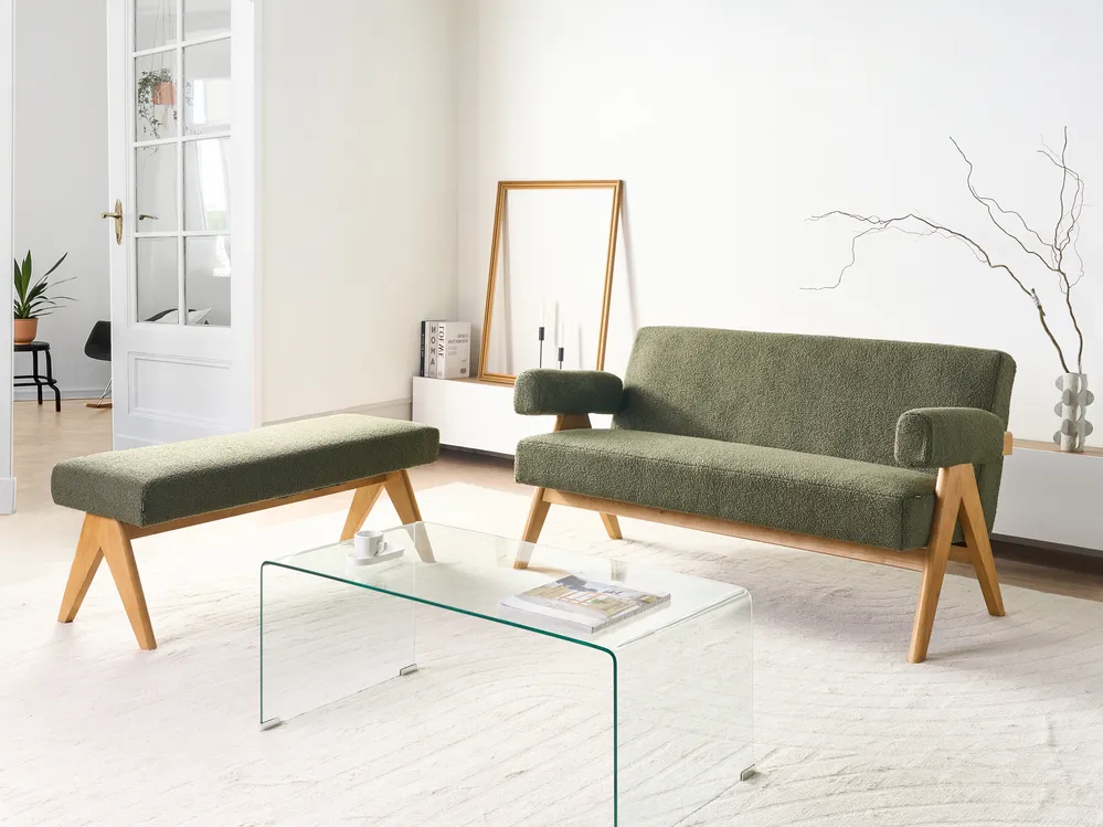 Soffa 2-sits TAMRE Bouclé Grön/ Ljusbrun_985243