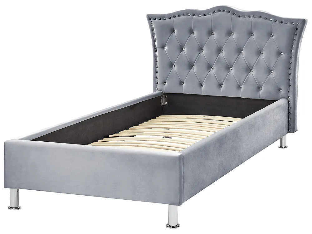 Bed Velvet METZ 90 x 200 cm (EU Single) Grey_861361