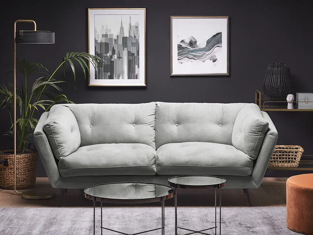 Sofa 3 Seater LENVIK Velvet Grey