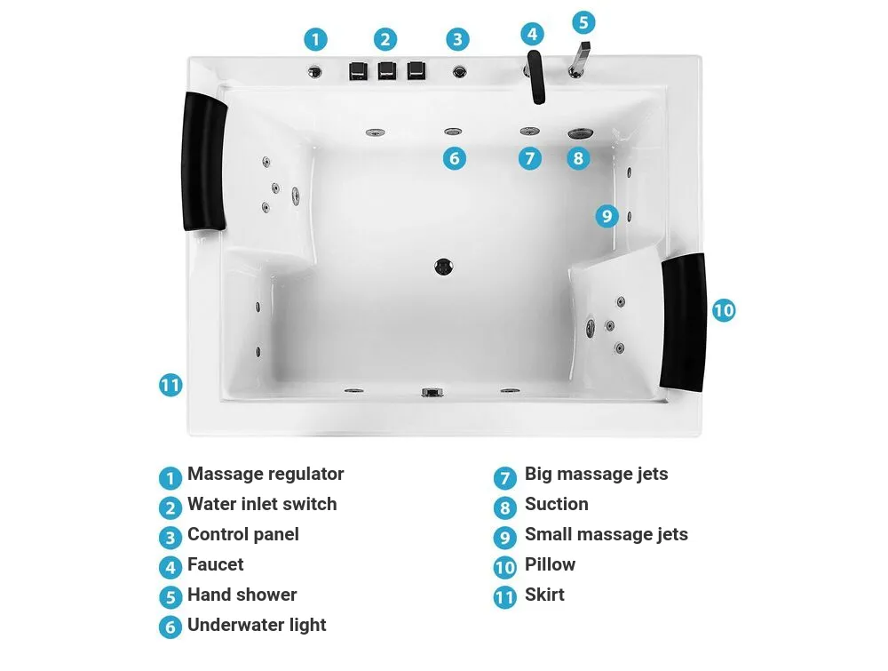 Corner Hot Tub with LED SALAMANCA 1830 x 1420 mm White_782684