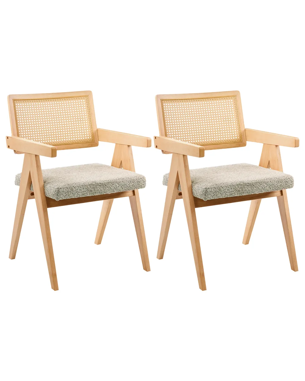 Set of 2 Dining Chairs AVA Wood Light Brown/ Taupe_1024318