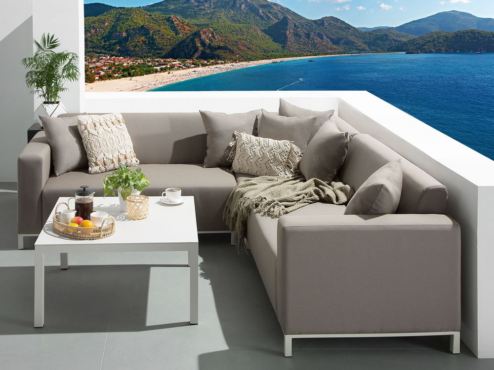 Trädgårdshörnsoffa med bord 5-sits BELIZE Modulär Beige Vänstervänd