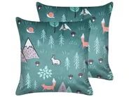 Set med 2 prydnadskuddar FOOTHILL Sammet 45 x 45 cm Mintgrön_879445