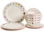 Set med 12 matserviser SAFFRON Porslin Vit_1026423