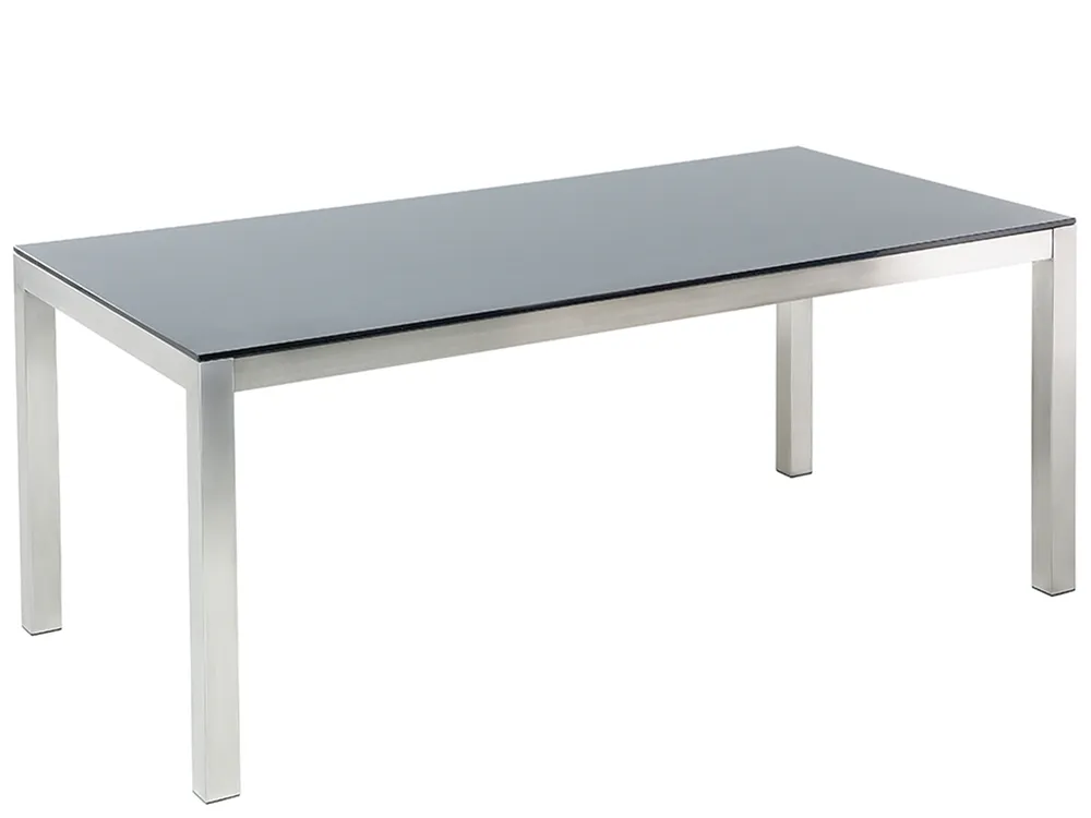 Garden Dining Table GROSSETO 180 cm 90 cm Tempered Glass Black