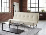 Sofa Bed 3 Seater DERBY Faux Leather Off-White_700209