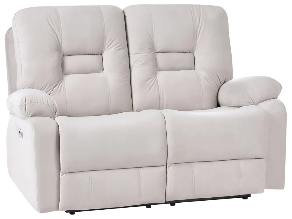 Soffgrupp med elektrisk reclinerfunktion 6-sits BERGEN med USB-port Sammet Ljusbeige_1064824