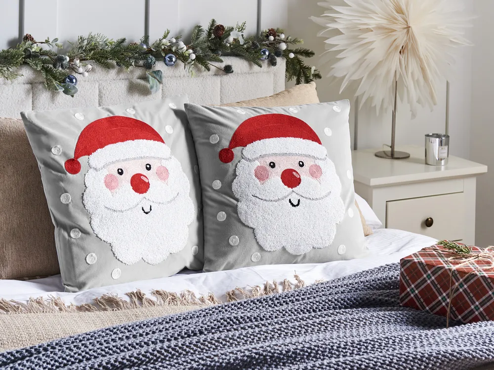 Set of 2 Decorative Cushions SWEETENER Velvet 45 x 45 cm Grey