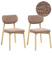 Set of 2 Dining Chairs MILLS Boucle Light Brown/ Taupe_1065945
