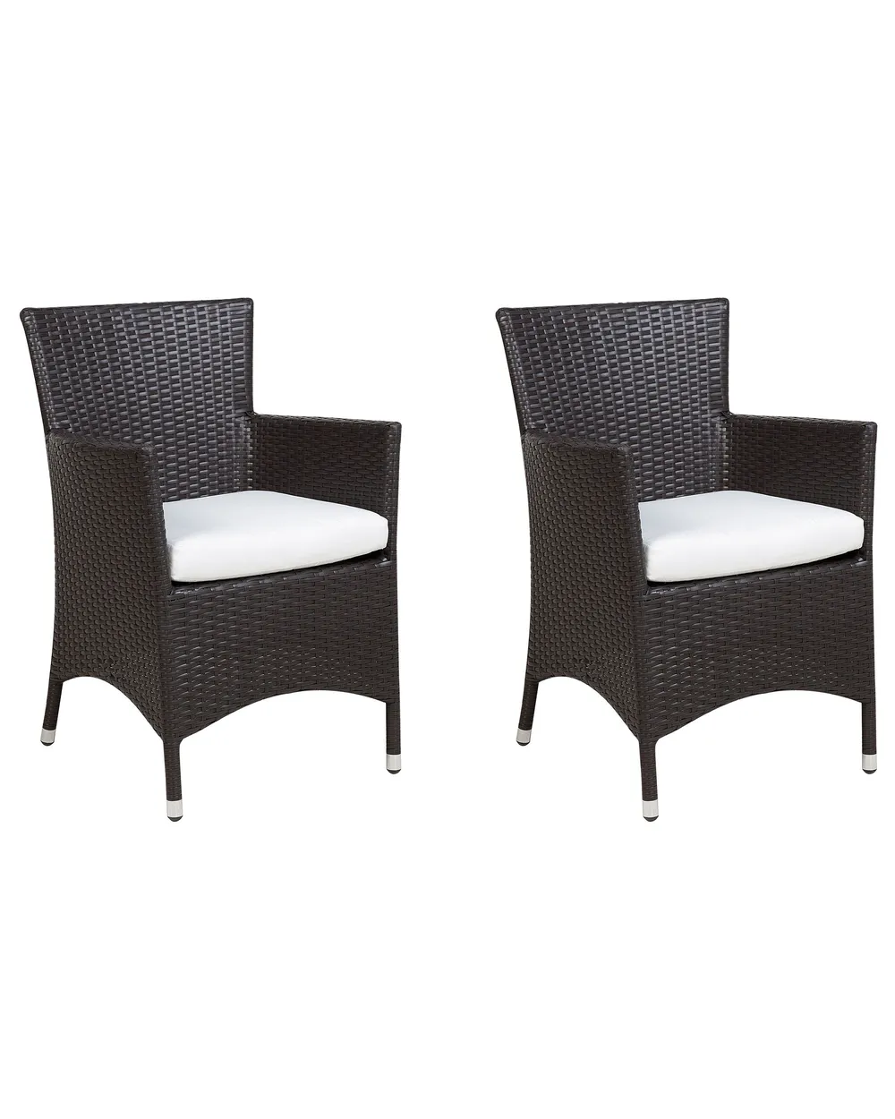 Set of 2 Garden Chairs with Cushions ITALY PE Rattan Dark Brown