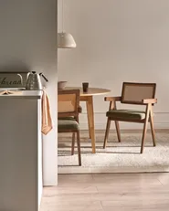 Set of 2 Dining Chairs AVA Wood Brown/ Green_1024304