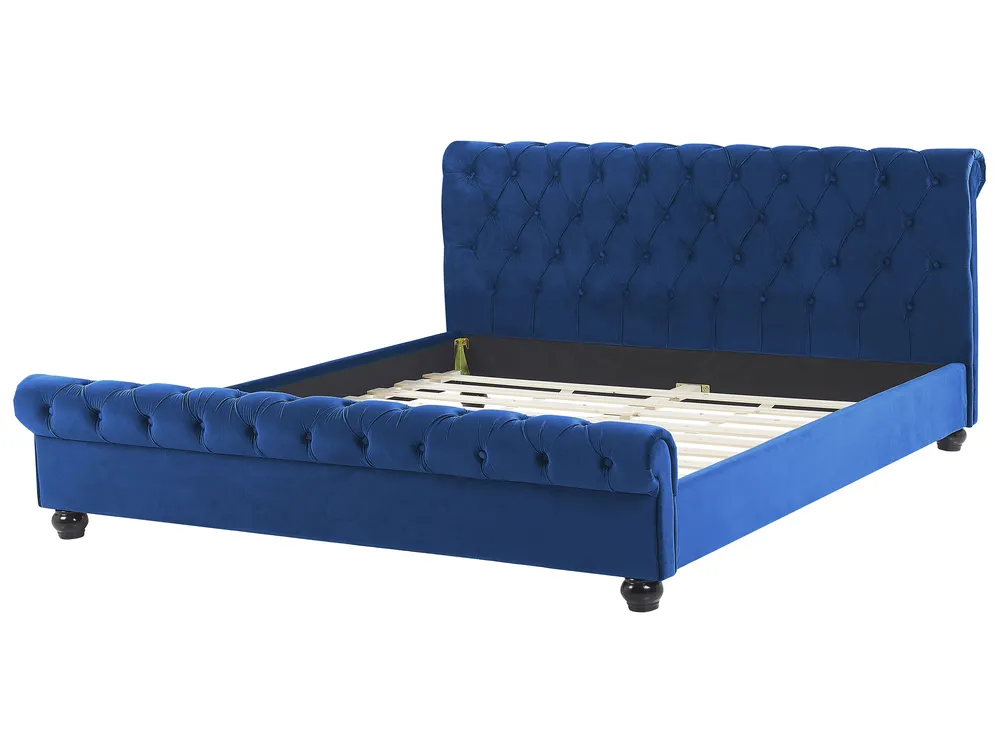 Bed Velvet AVALLON 180 x 200 cm (EU Super King) Navy Blue_729123