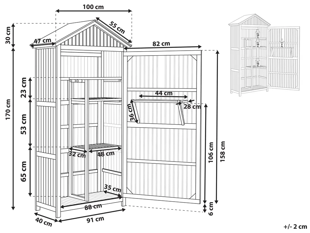 Puutarhakaappi SAVOCA 100 cm 200 cm Akaasia Ruskea_772546