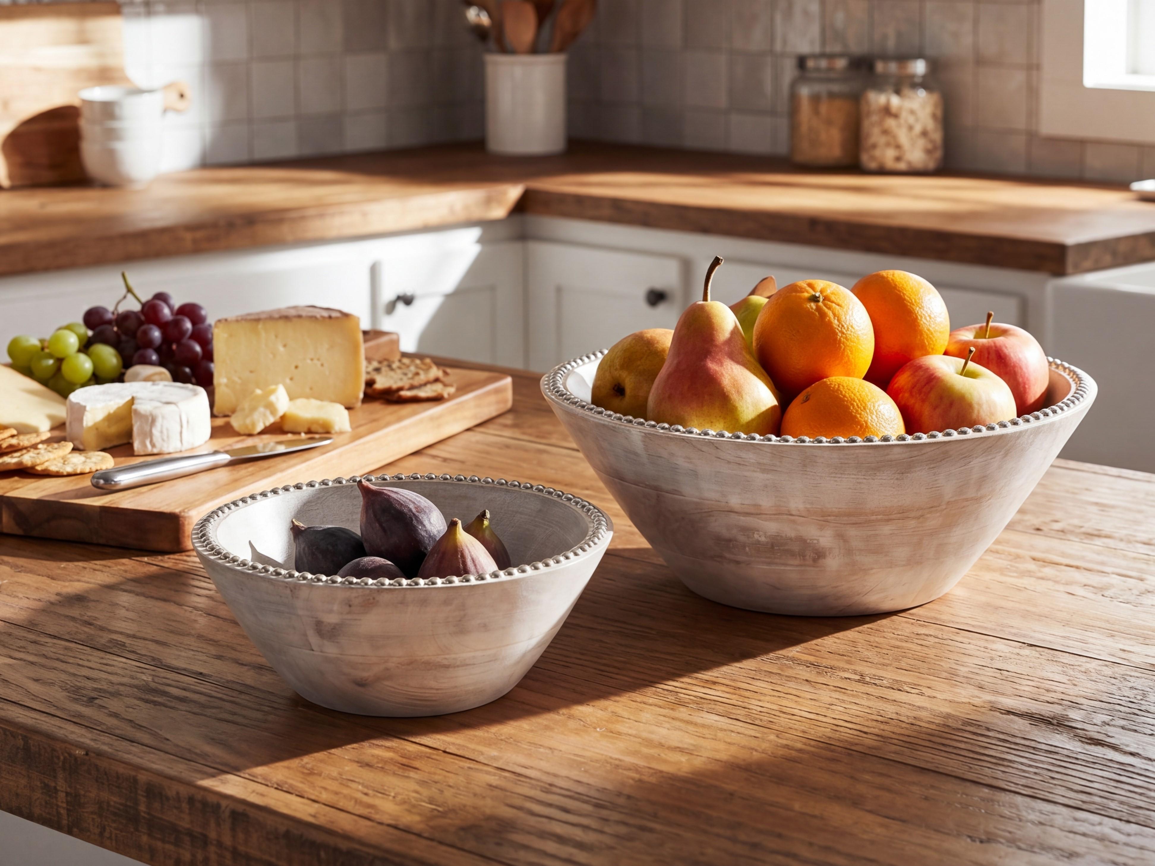 Set of 2 Bowls LUXOR Mango Wood Light Brown