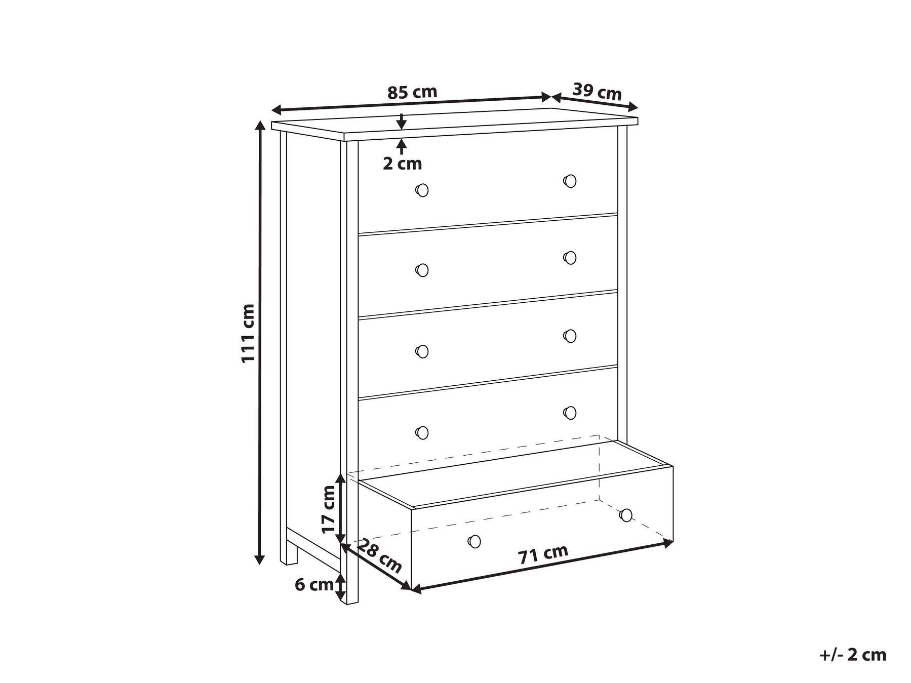 5 Drawer Chest SALTON Sassafras Wood Brown_941538
