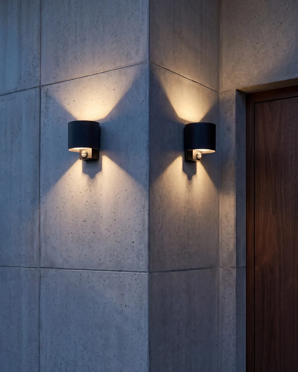 Set of 2 Outdoor LED Wall Lights MORAY with Motion Sensor Black