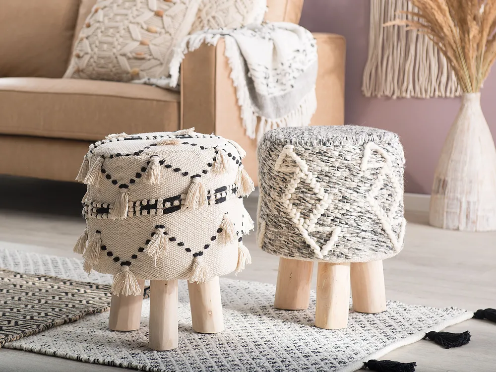 Footstool THONDI Cotton Beige_839662