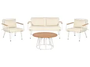 Garden Lounge Set with Table 4 Seater MONTESILVANO Metal Light Beige_862674
