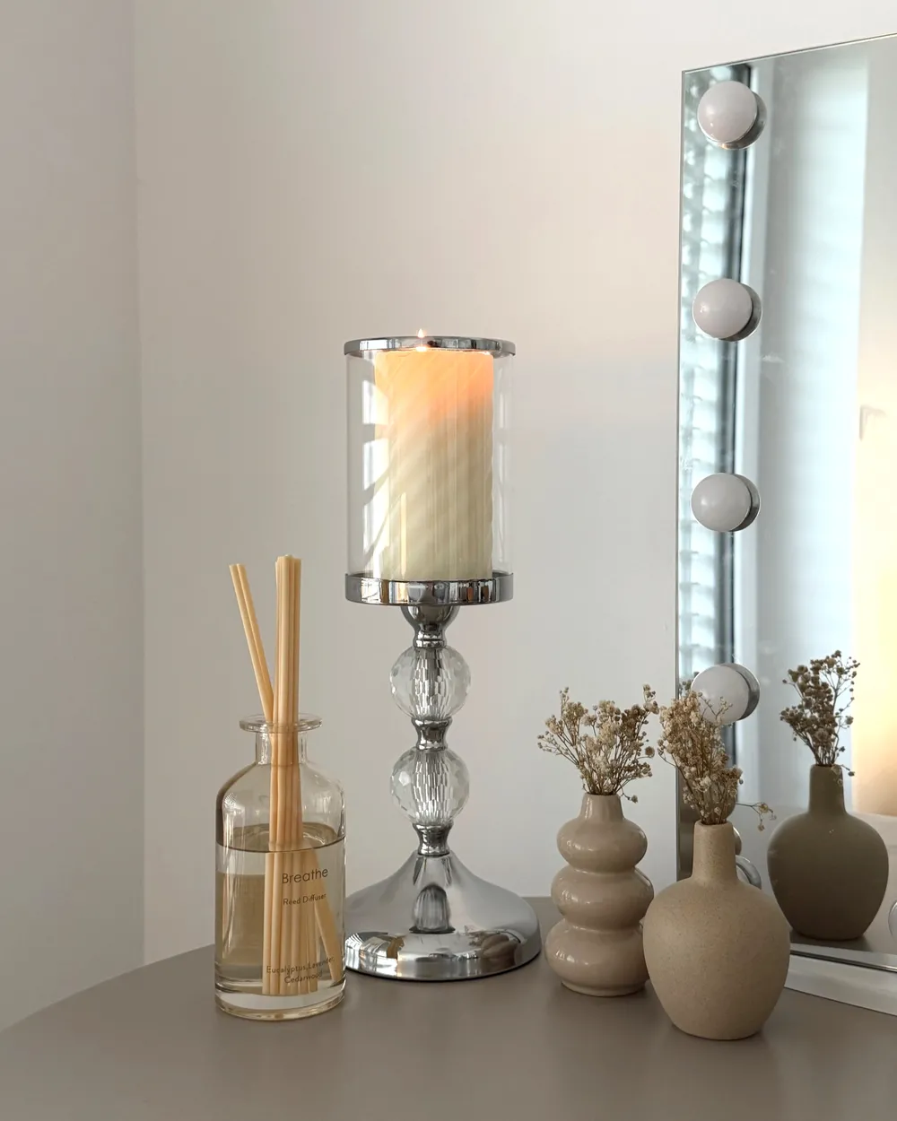 Candle Holder COTUI 36 cm Glass Silver_1072371