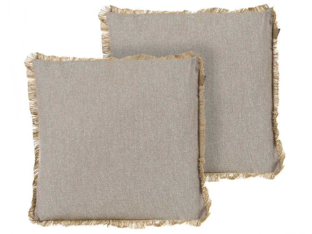 Set of 2 Outdoor Cushions CASTANEA Solid 45 x 45 cm Beige