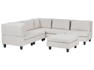Modular Corner Sofa 5 Seater UNSTAD with Ottoman Fabric Light Beige Right Hand_925395