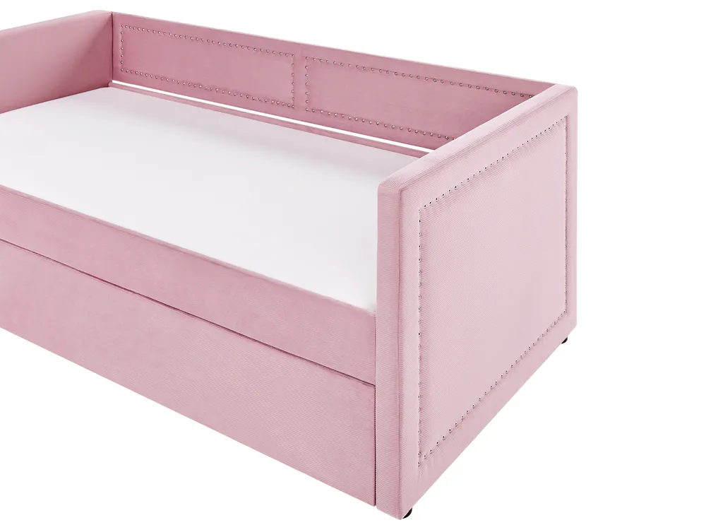 Trundle Bed Corduroy MIMIZAN 90 x 200 cm (EU Single) Pink_960490