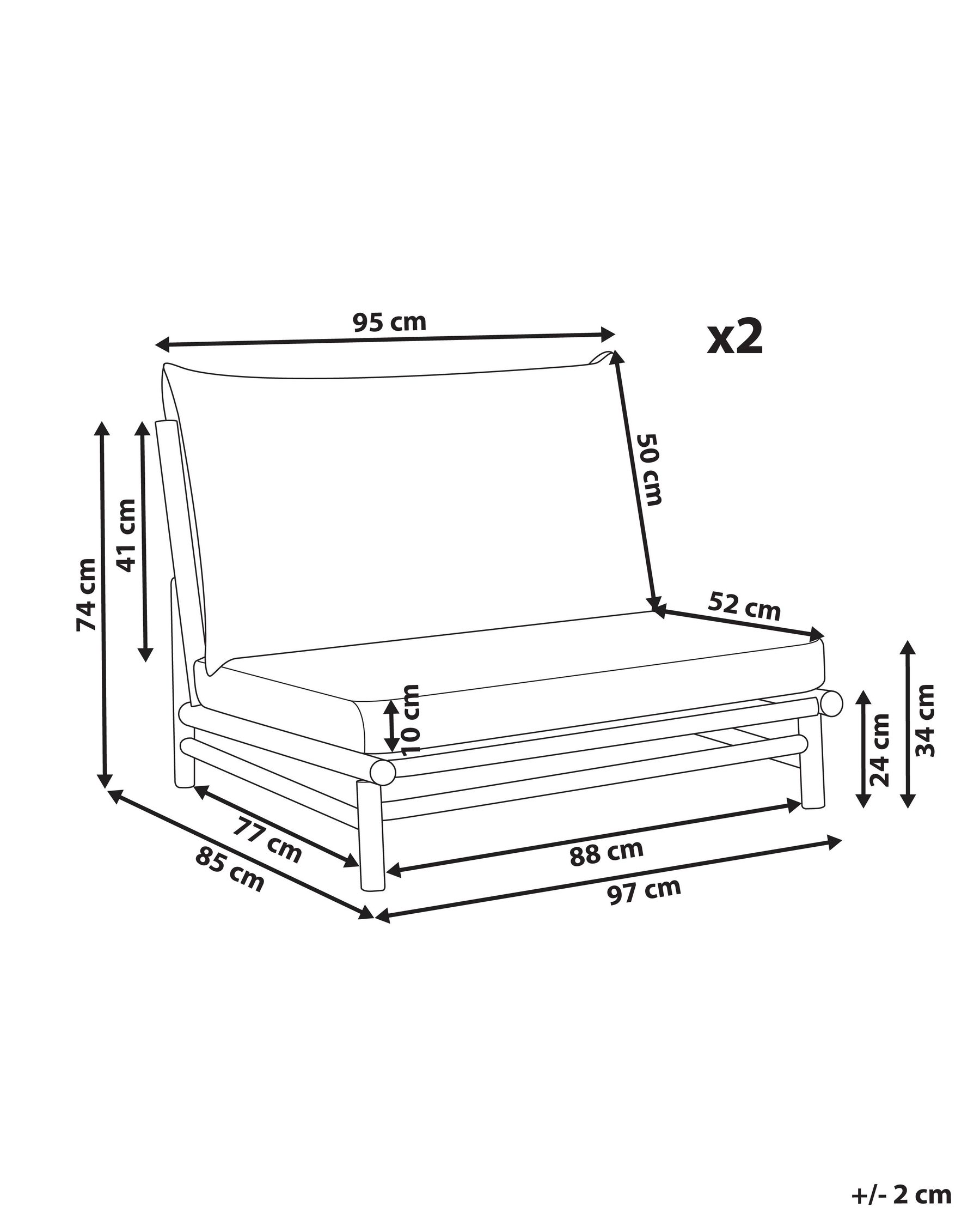 Set med 2 stolar med dynor TODI Bambu Taupe_872781