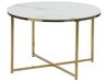 Soffbord QUINCY Härdat glas Marmor/ Guld