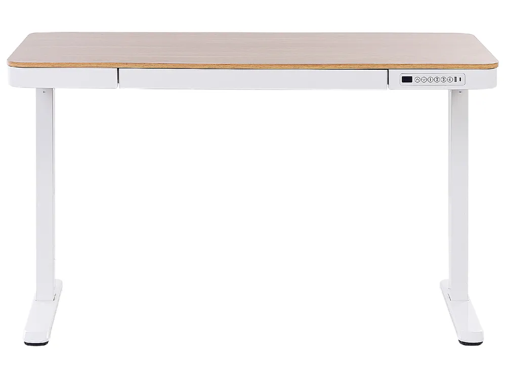Elektriskt höj- och sänkbart skrivbord KENLY 120 cm 60 cm med USB-port Brun/ Vit_840231