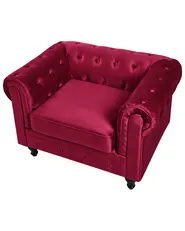 Fåtölj CHESTERFIELD Sammet Vinröd_778767