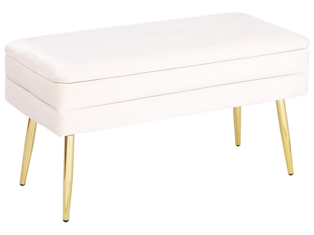 Upholstered Storage Bench DURHAM Velvet Off-White