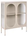 Glass Display Sideboard SARRE 90 cm Metal Beige