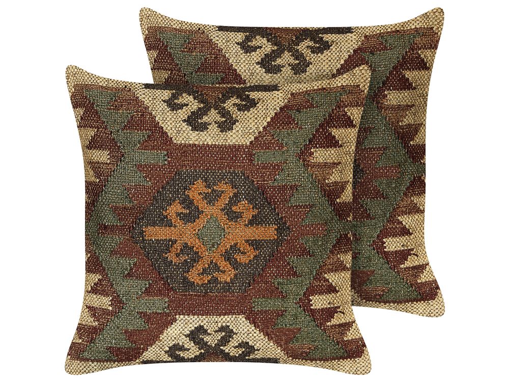 Koristetyynysetti 2 kpl ARVEN 45 x 45 cm Juutti Ruskea Itämainen kuvio
