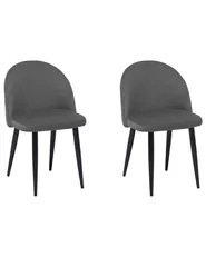 Set med 2 matstolar VISALIA Sammet Grå_711030