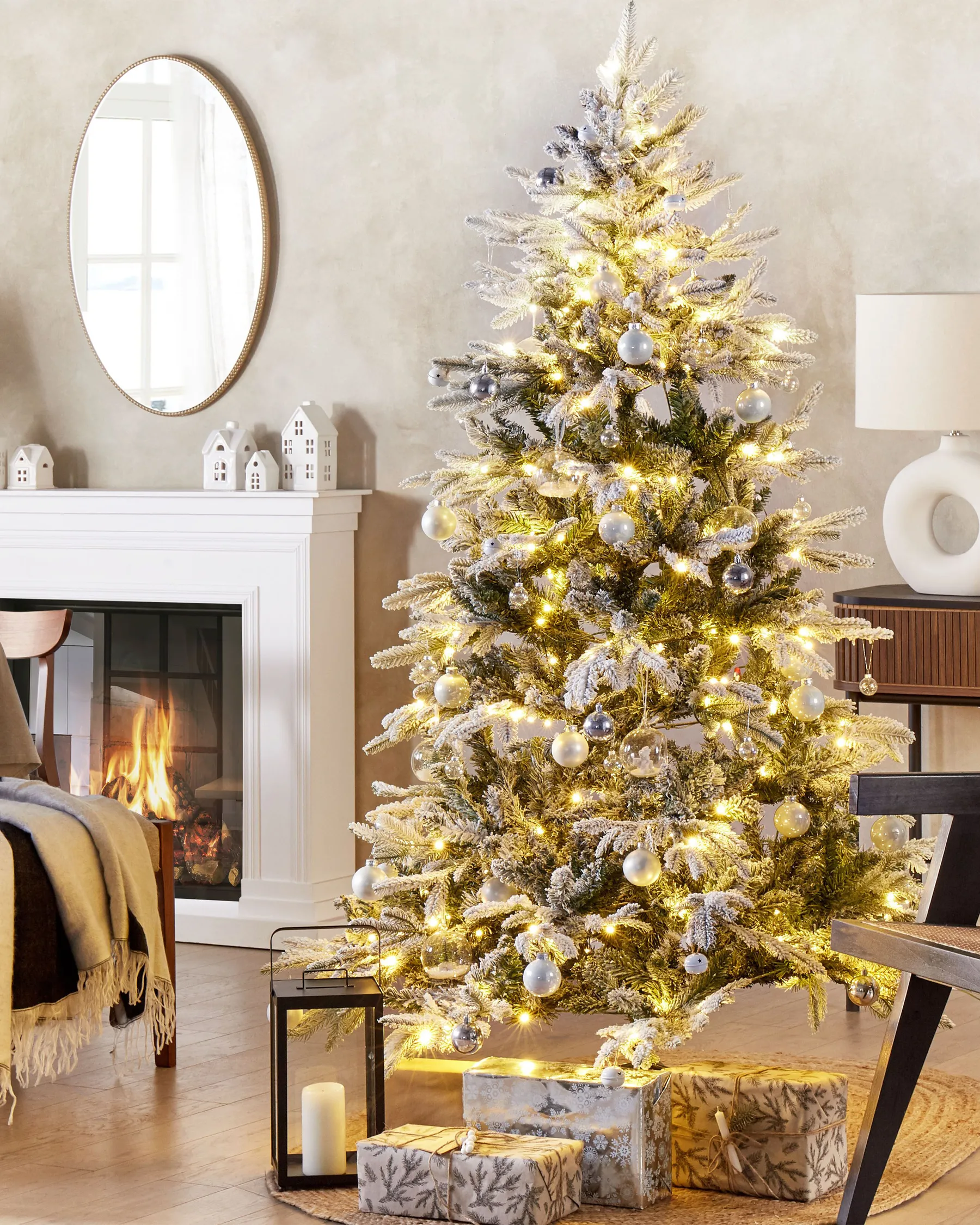 Artificial Snowy Christmas Tree LED MIETTE 180 cm White_832255