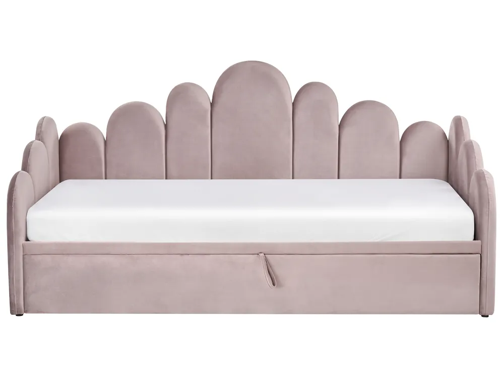 Trundle Bed Velvet POLIGNAC 90 x 200 cm (EU Single) Pastel Pink_1081303