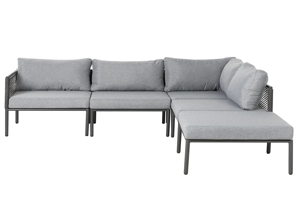 Garden Corner Sofa with Table 6 Seater FORANO Metal Grey_811010