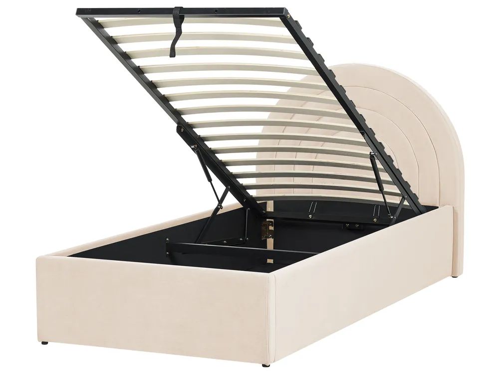 Kids Ottoman Bed ANET Velvet Beige 90 x 200 cm (EU Single)