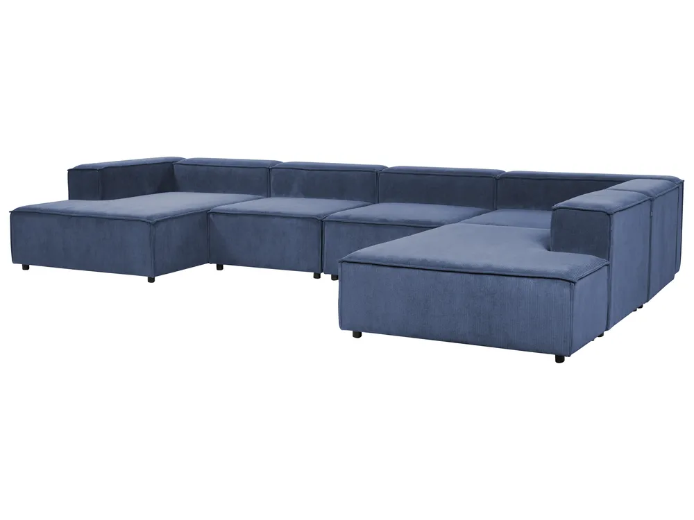 Modular Corner Sofa 5 Seater ARDAL Corduroy Dark Blue Left Hand_1008730