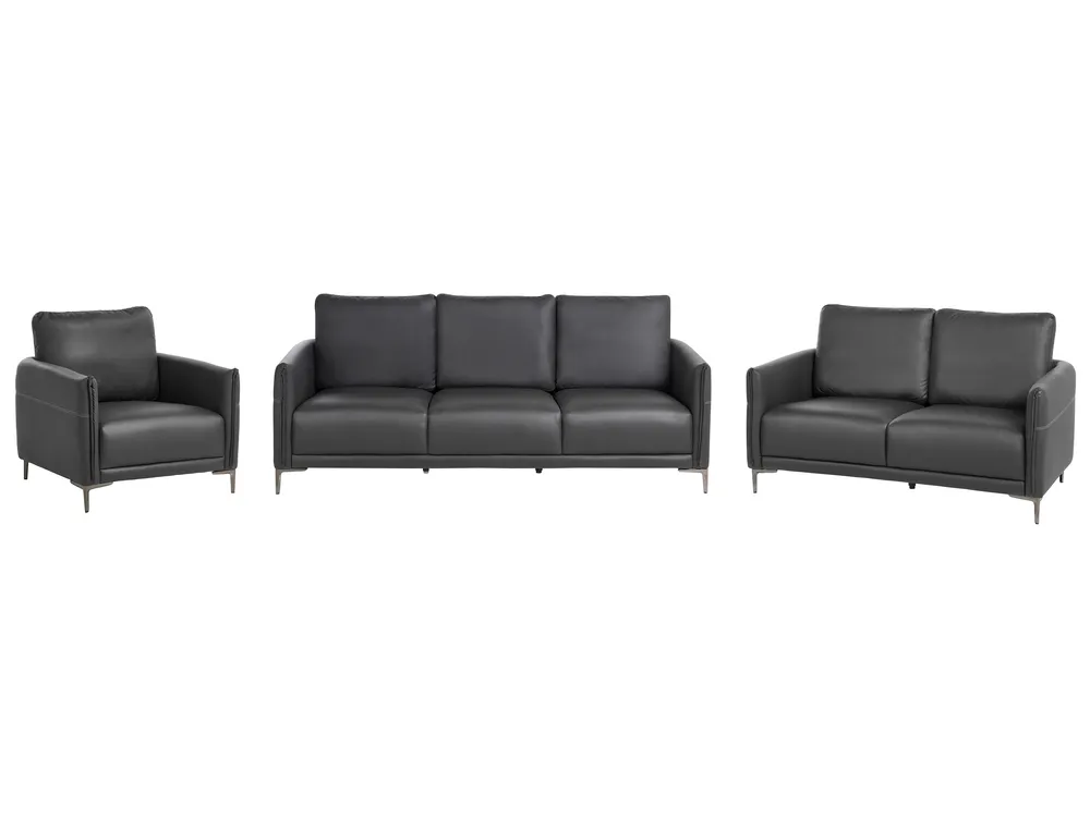 Living Room Set 6 Seater CILENS Fabric Black