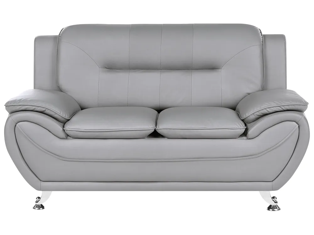 Sofa 2 Seater LEIRA Faux Leather Grey