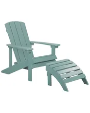 Garden Chair ADIRONDACK with Footstool Turquoise_809578