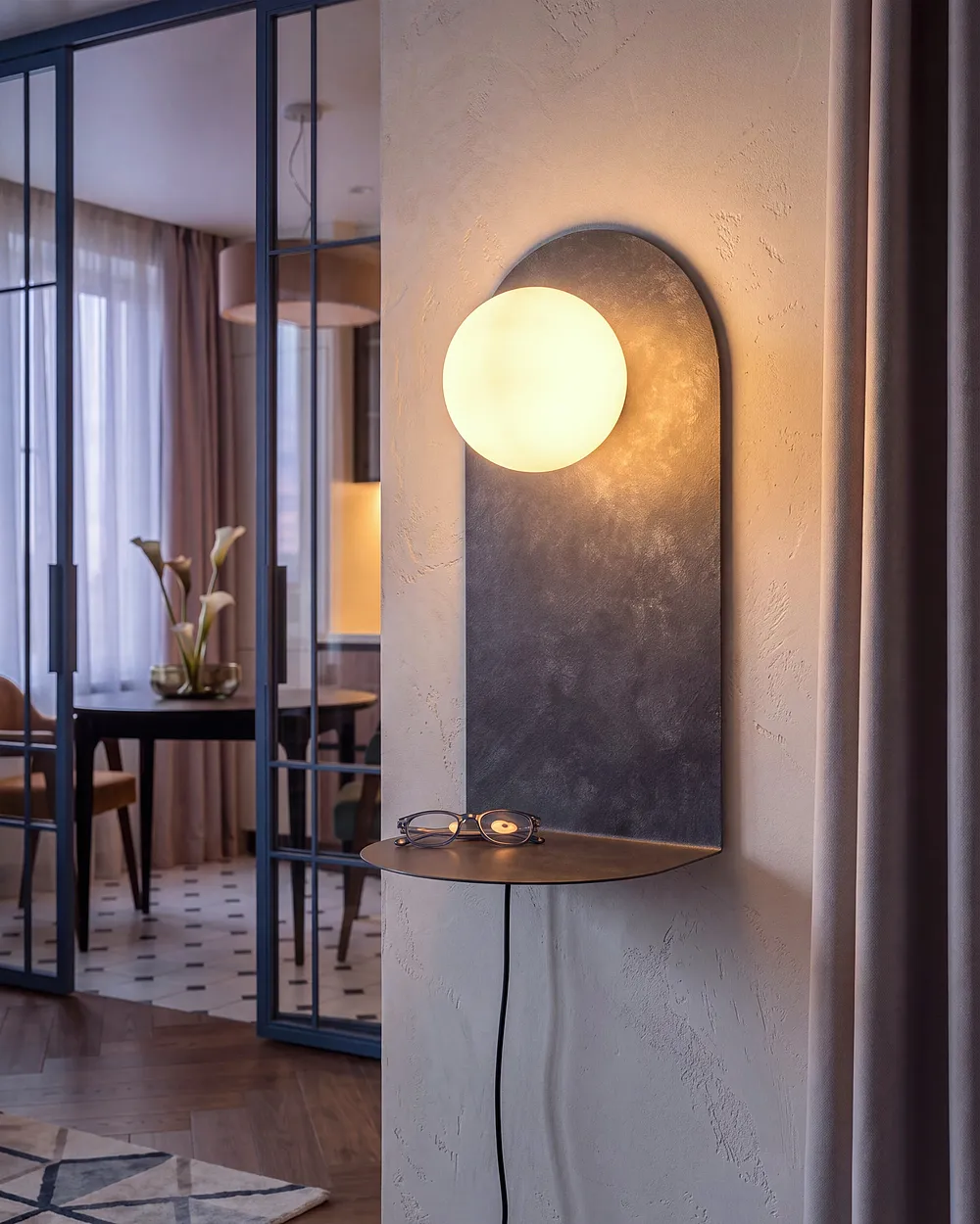 Wall Lamp MAPI with Shelf Metal Graphite Grey_1153833