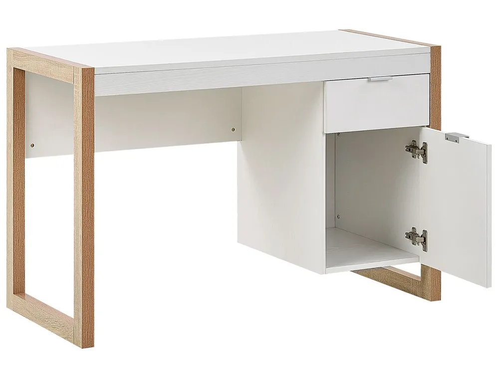 Home Office Desk JOHNSON 112 cm 50 cm with Storage Brown/ White_790282