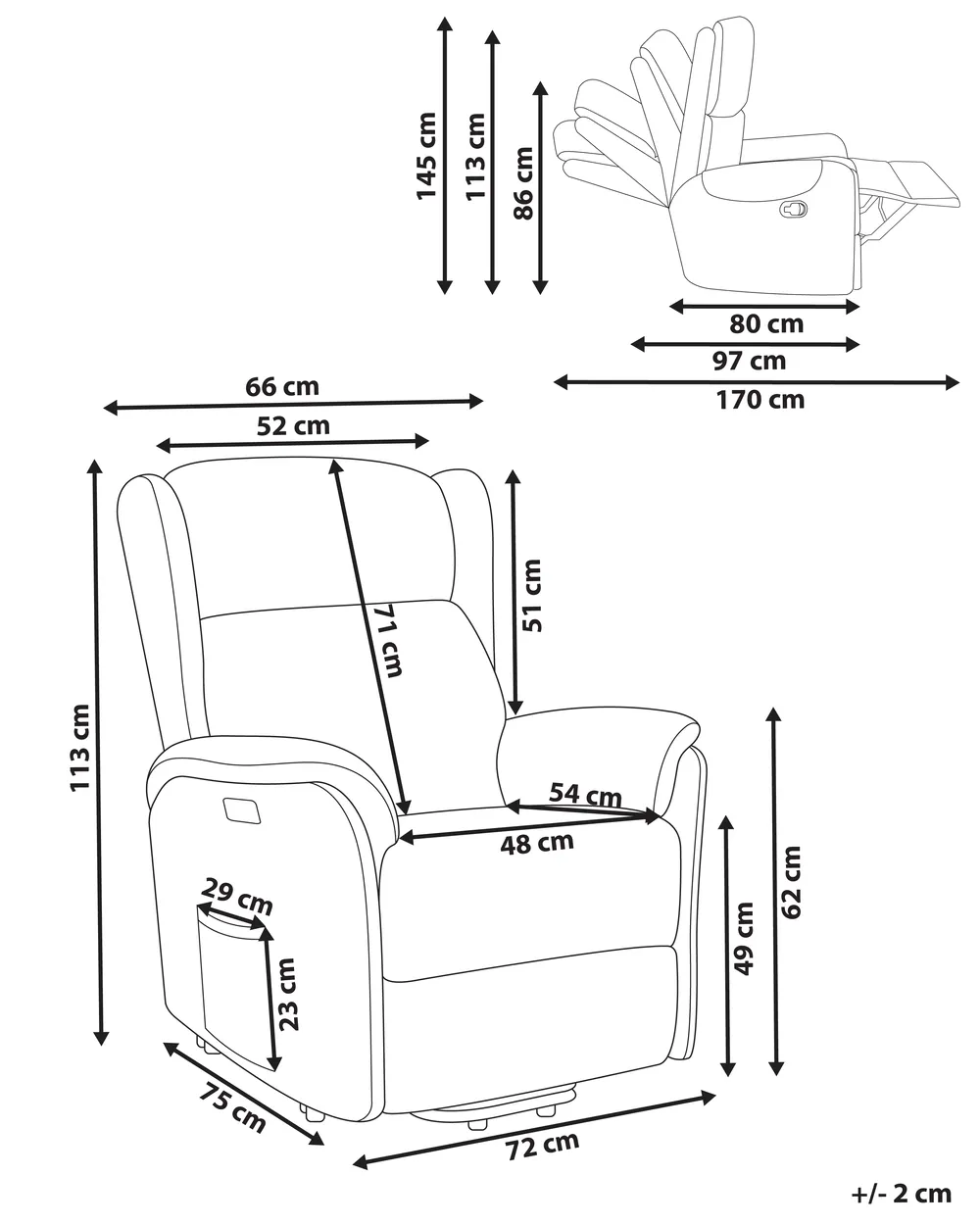Electric Recliner Chair ELEGY with Footrest Velvet Beige_924137