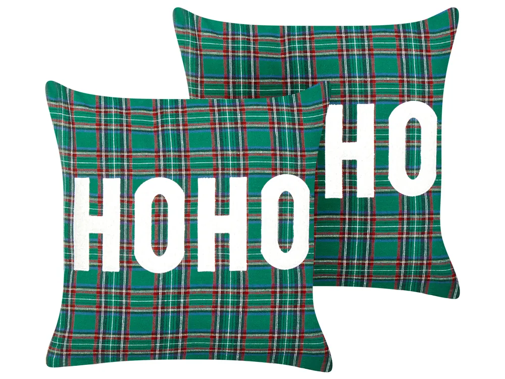 Set of 2 Decorative Cushions JOYCANDY 45 x 45 cm Green Christmas Motif